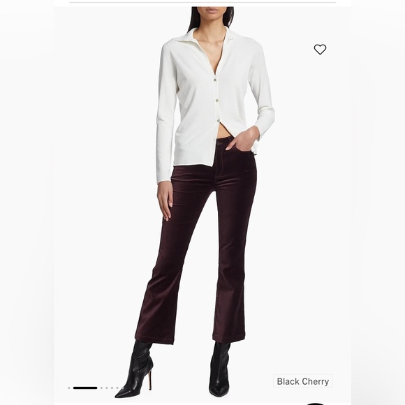 PAIGE Black Cherry Velvet Flare Pants - Picture 1 of 10